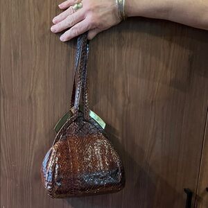 Vintage 1950s Genuine Python Leather Evening Bag – Brown Snakeskin